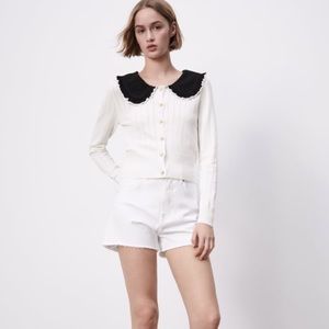 NWT Zara Combination bib collar knit cardigan